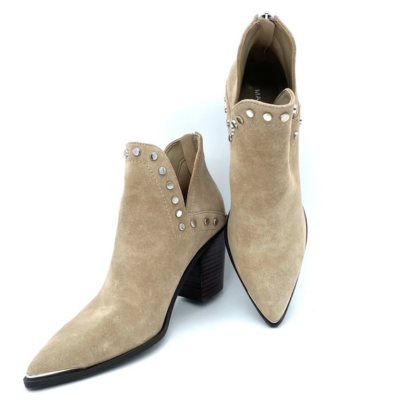 MARC FISHER Dayne Studded Booties Dark Natural Suede Size 8.5 M - Picture 1 of 17